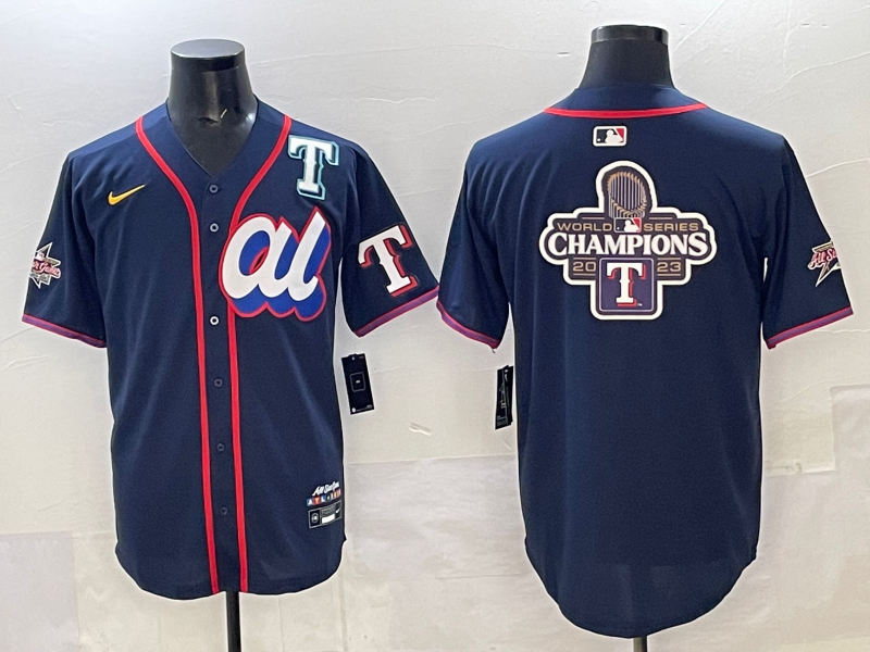 Men 2025 Texas Rangers blank blue Nike MLB All Star jersey style 9